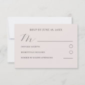 Carte de réponse de mariage botanique or rose mode (Dos)