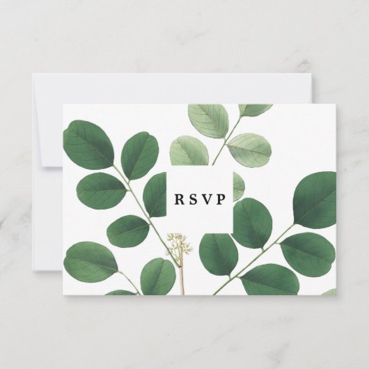 carte de réponse de mariage botanique pour une dou (Devant)