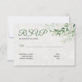 Carte de réponse de mariage botanique vert élégant (Devant)