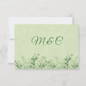 Carte de réponse de mariage botanique vert élégant (Dos)