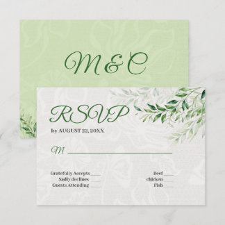 Carte de réponse de mariage botanique vert élégant