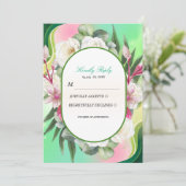 Carte de réponse de mariage botanique vert menthe (Debout devant)