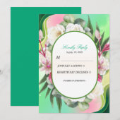 Carte de réponse de mariage botanique vert menthe (Devant / Derrière)