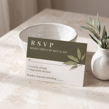 Carte de réponse de mariage botanique vert olive