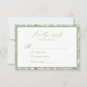 Carte de réponse de mariage botanique vert sauge é (Devant)