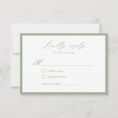 Carte de réponse de mariage botanique vert sauge é (Devant)