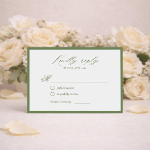 Carte de réponse de mariage botanique vert sauge é