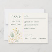 Carte de réponse de mariage botanique vert sauge o (Devant)