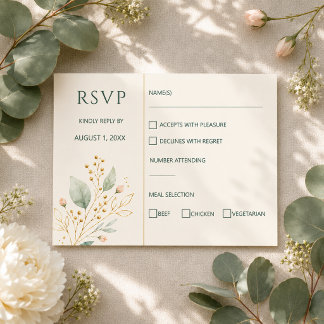 Carte de réponse de mariage botanique vert sauge o