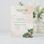 Carte de réponse de mariage botanique verte (Debout devant)