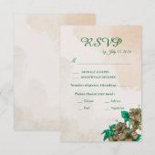 Carte de réponse de mariage botanique verte (Devant / Derrière)