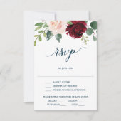 Carte de réponse de mariage Bourgogne Navy (Devant)