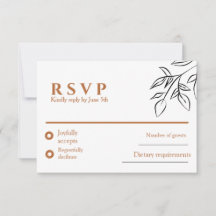 Carte de réponse de mariage Brun Rouge Vieille For