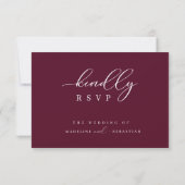 Carte de réponse de mariage Burgundy Deep Romance (Dos)