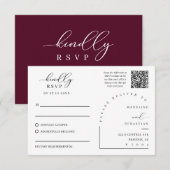 Carte de réponse de mariage Burgundy Deep Romance (Devant / Derrière)