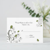 Carte de réponse de mariage Butterfly Scroll (Debout devant)