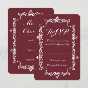 Carte de réponse de mariage cadre de façon ornée R