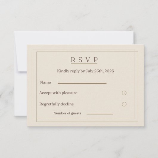 Carte de réponse de mariage Cadre Doré | Mariage a (Devant)