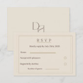 Carte de réponse de mariage Cadre Doré | Mariage a (Devant / Derrière)