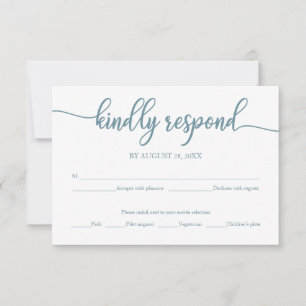 Carte de réponse de mariage calligraphie bleu pous