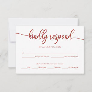 Carte de réponse de mariage calligraphie terracott