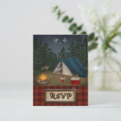 Carte de réponse de mariage Camping Luxe Pêche (Debout devant)