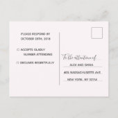 Carte de réponse de mariage | Carte postale à scri (Dos)
