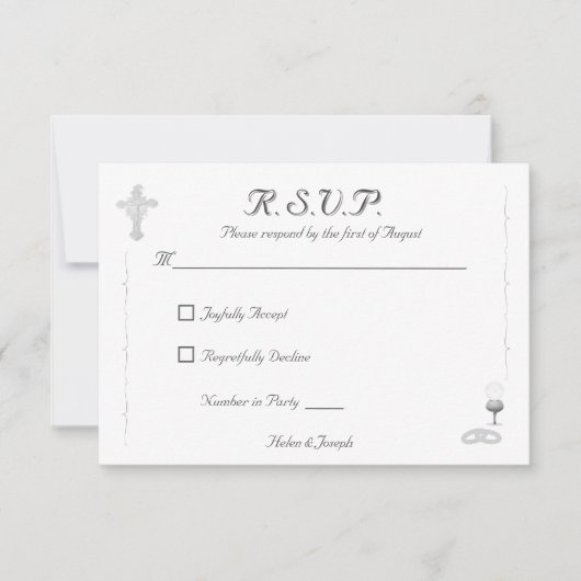 Carte de réponse de mariage catholique Nuptial Gra (Devant)