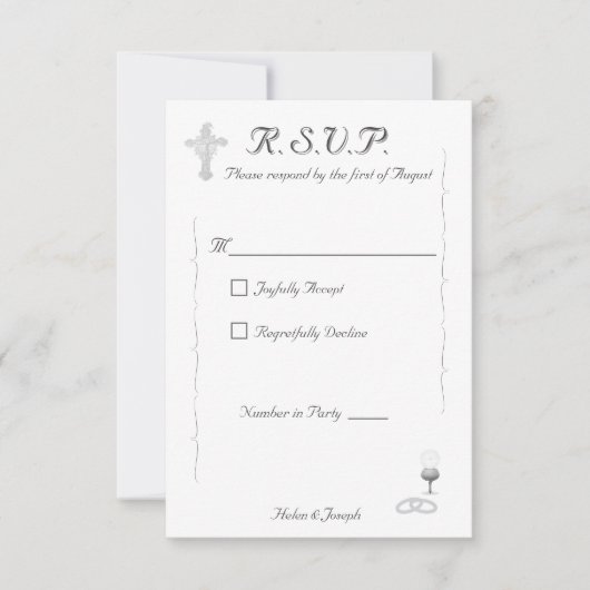 Carte de réponse de mariage catholique Nuptial Gra (Devant)