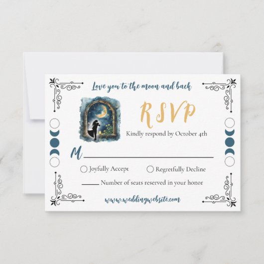 Carte de réponse de mariage céleste « Je t'aime ju (Devant)