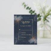Carte de réponse de mariage céleste | Navy & Étoil (Debout devant)