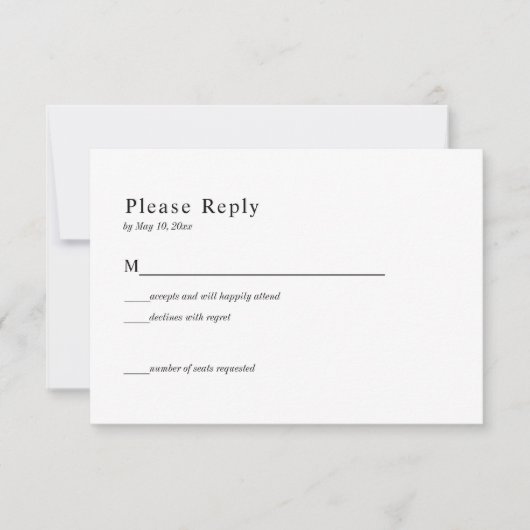 Carte de réponse de mariage céleste noir et or (Devant)