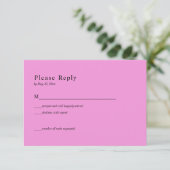 Carte de réponse de mariage céleste noir et rose (Debout devant)
