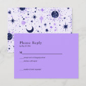 Carte de réponse de mariage céleste noir et violet (Devant / Derrière)