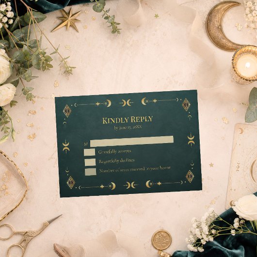 Carte de réponse de mariage Celestial Gothic Dark