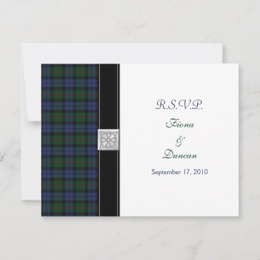 Carte de réponse de mariage celtique tartan Baird (Devant)