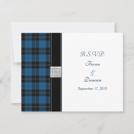 Carte de réponse de mariage celtique tartan de cha (Devant)