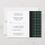 Carte de réponse de mariage celtique tartan Gordon (Dos)