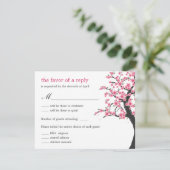 Carte de réponse de mariage Cerisiers en Fleur (Debout devant)