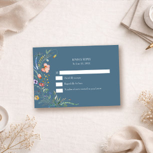 Carte de réponse de mariage champ de fleurs sauvag