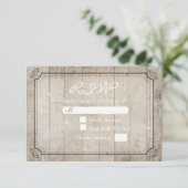 Carte de réponse de mariage champêtre en bois rust (Debout devant)