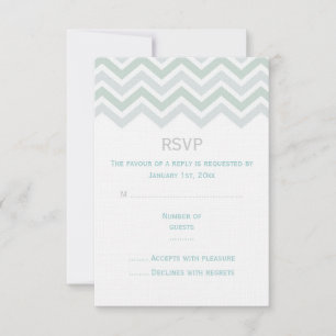 Carte de réponse de mariage Chevron bleu et vert