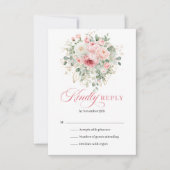Carte de réponse de mariage chic bohème rose flora (Devant)