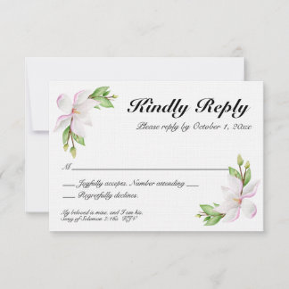 Carte de réponse de mariage chrétien - magnolias a