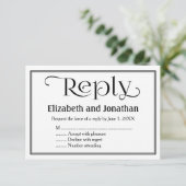 Carte de réponse de mariage chrétien simple noir e (Debout devant)