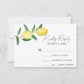 Carte de réponse de mariage - Citron jaune (Devant)
