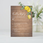 Carte de réponse de mariage citrons et bois (Debout devant)