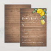 Carte de réponse de mariage citrons et bois (Devant / Derrière)
