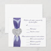 Carte de réponse de mariage Cœur de diamant bleu p (Devant / Derrière)