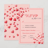Carte de réponse de mariage Cœurs Rouges (Devant / Derrière)